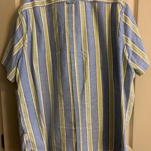 Ben Sherman Men's XXL Cotton Stretch Short Sleeve Blue Multi-Stripe Shirt - Picture 4 of 6